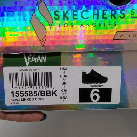 ❤️Skechers Juno Linked Core Sz 6 Womens Casual Shoes Comfy Sneakers Black 155585 - Picture 8 of 8